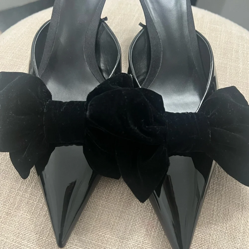 Zara Black Mules with Bow Detail - Picture 7 of 11